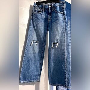 Old Navy Kids Blue Distressed Jeans High  Rise Baggy Wide Leg